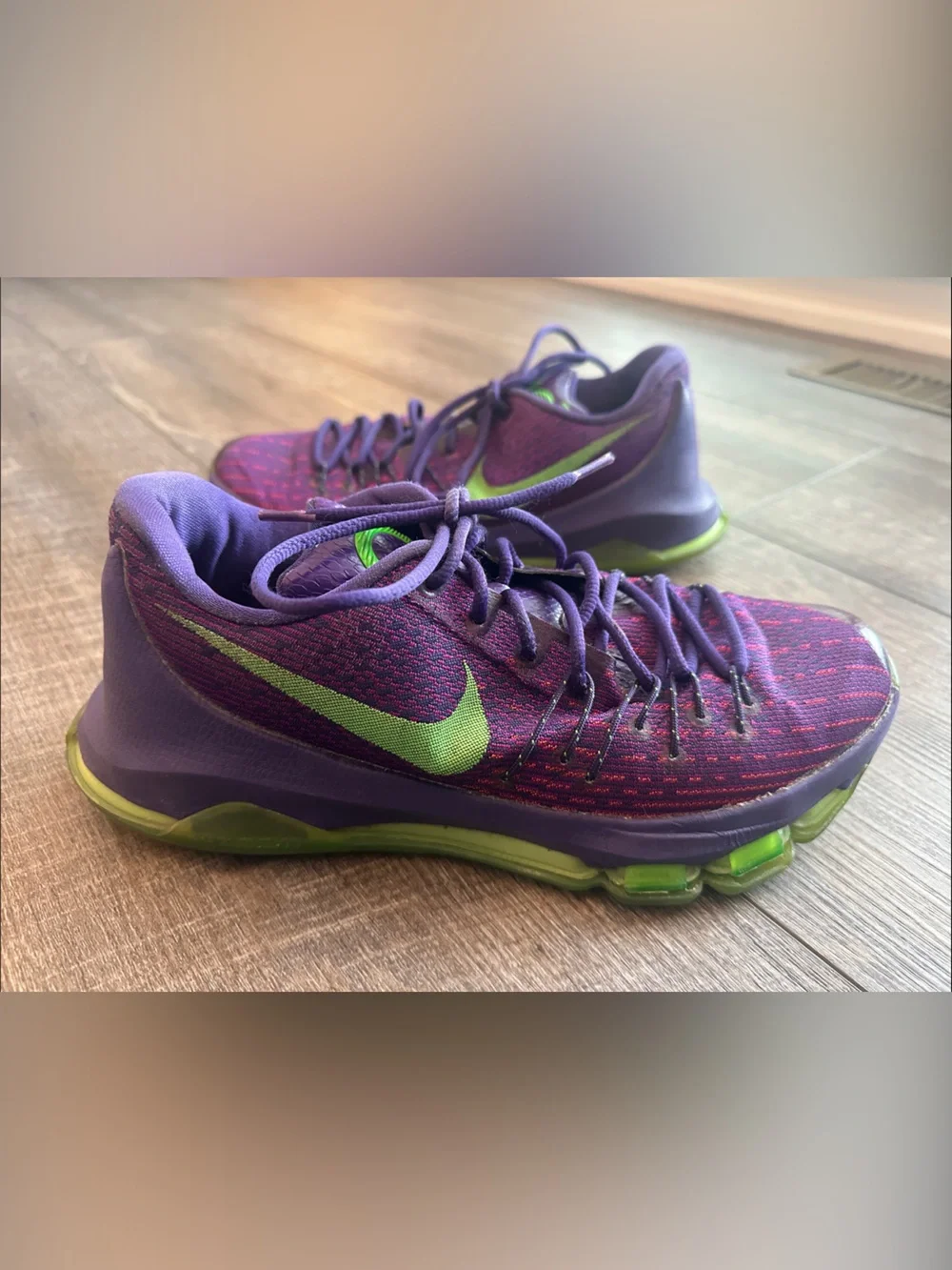 Nike Women’s Purple Knit Athletic Sneakers with Green Accents